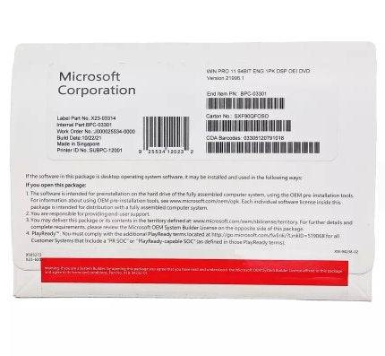 Microsoft Windows 11 Pro 64-Bit English 1PK DSP OEM DVD | License Activation Key for 1 PC | Full Version | FQC-10528 | Australian Stock - INFINITE-ITECH
