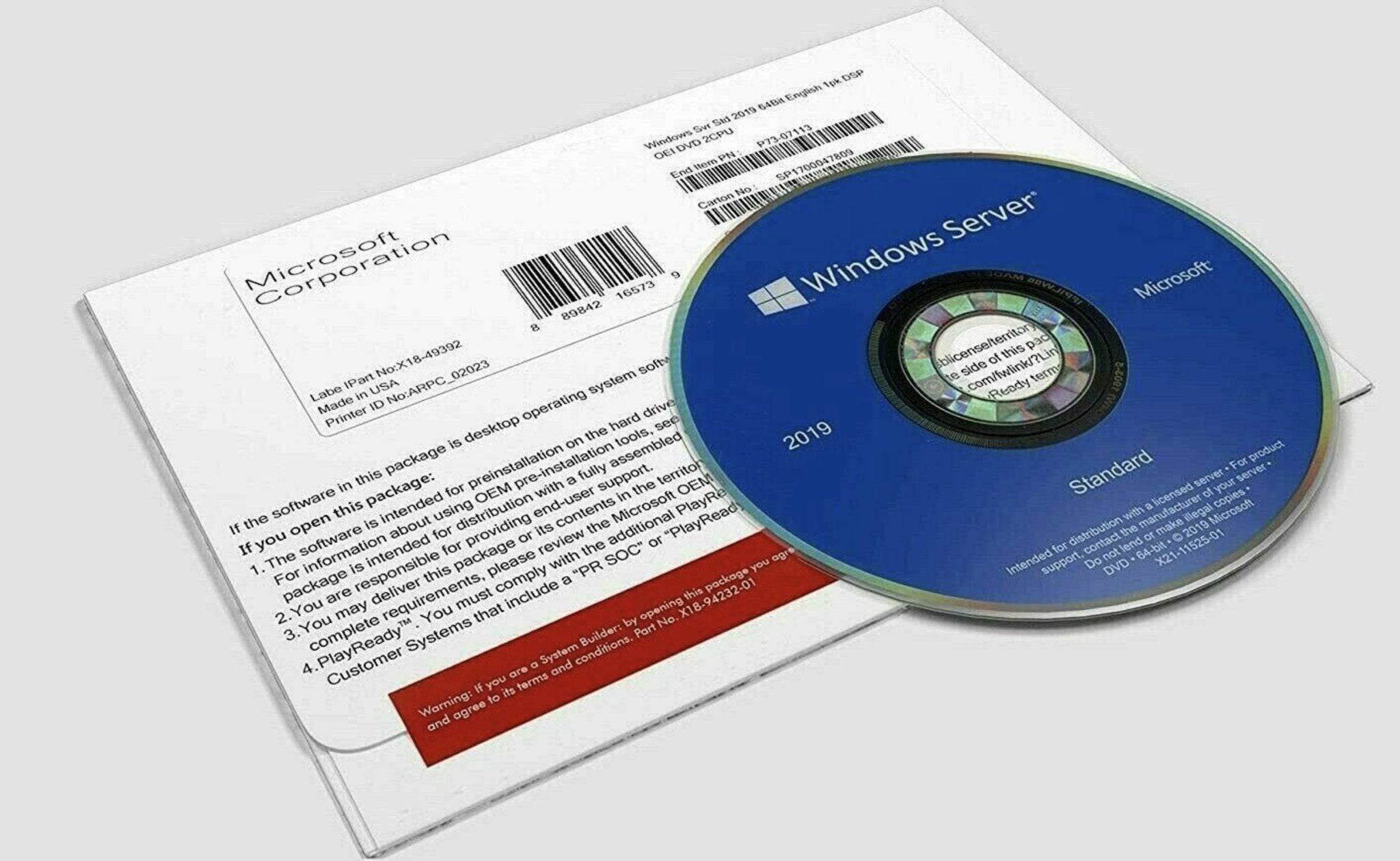 Windows Server 2019 Standard Edition 16 Core 1PK DSP OEI DVD 64-Bit English + 50 RDS CALS (MPN: P73-07788) | Australian Stock - INFINITE-ITECH