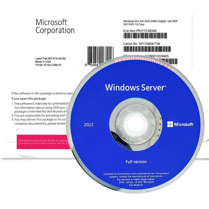 Windows Server Standard 2022 64Bit English 1pk DSP OEI DVD 16 Core | Physical Sealed Package (MPN: P73-08328) | Australian Stock - INFINITE-ITECH