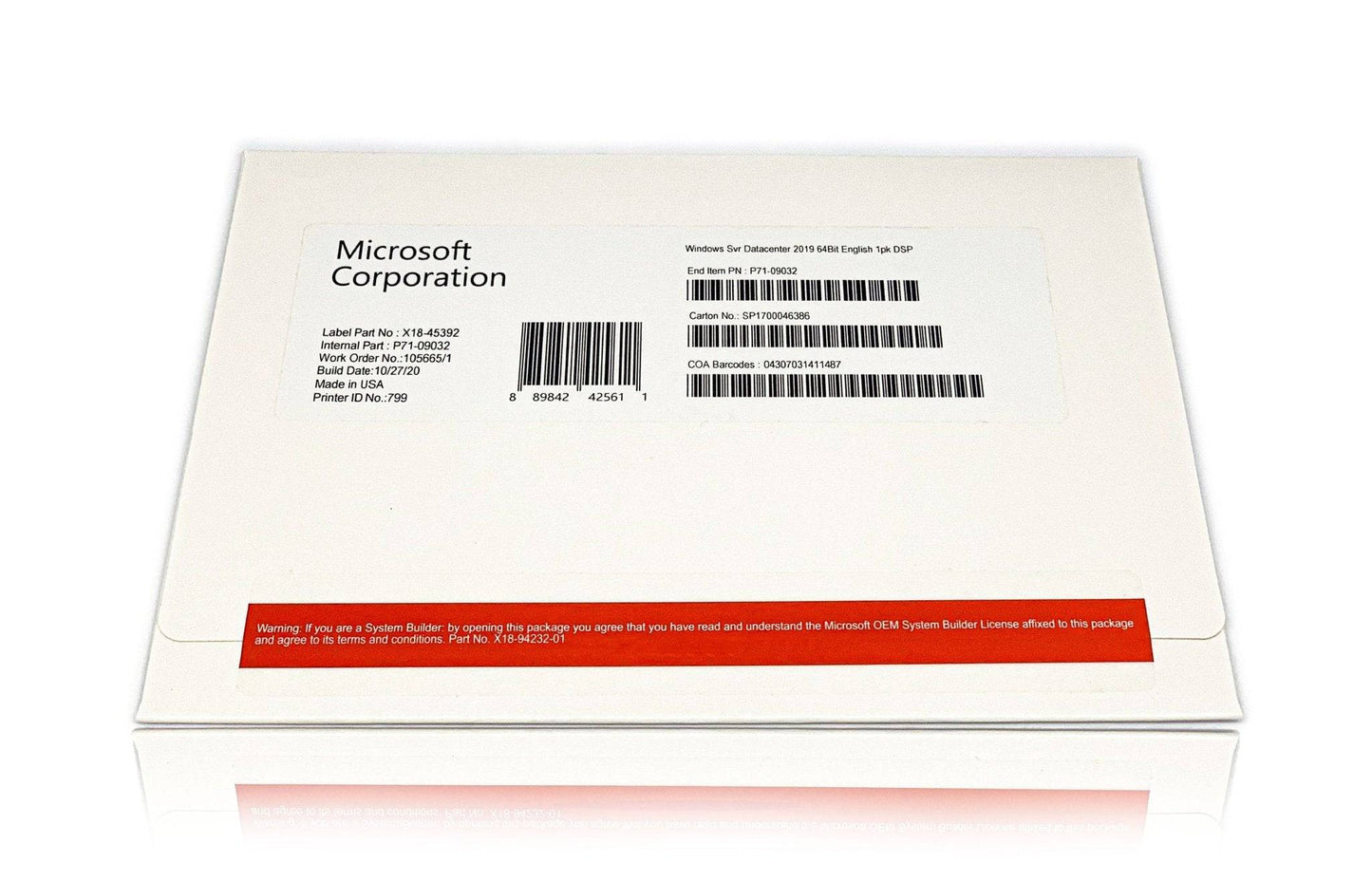 Windows Server DataCenter 2019 64Bit English 1pk DSP OEI DVD 16 Core | Physical Sealed Package (MPN: P71-09023) | Australian Stock - INFINITE-ITECH